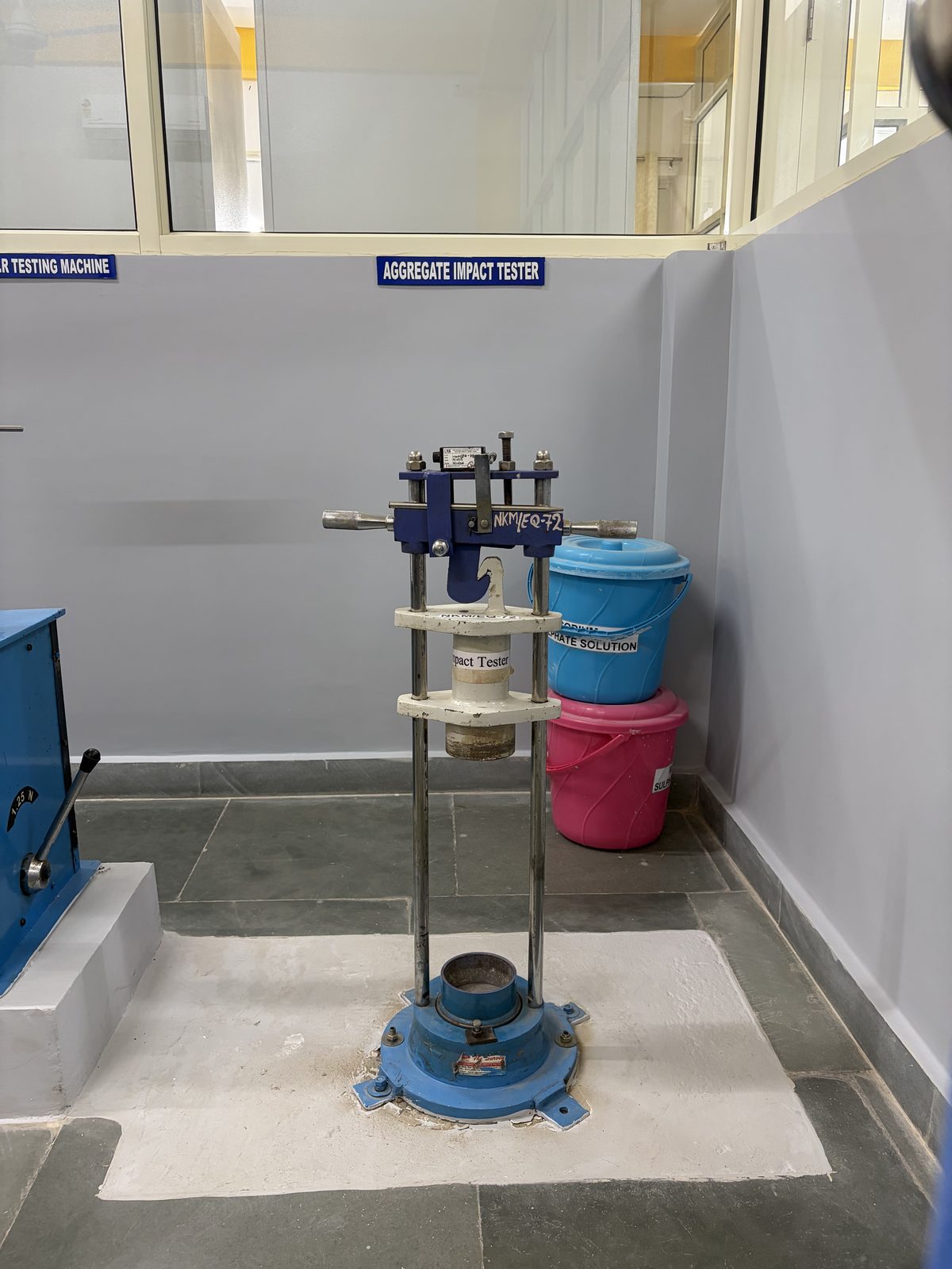 Aggregate Impact Testing Machine at the NKMPV NABL-accredited laboratory, Pinjore