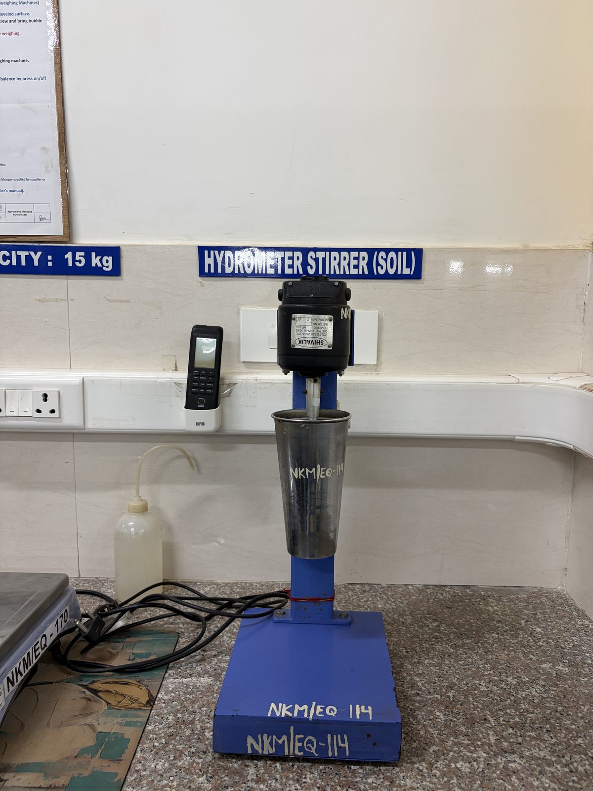 Hydrometer Analysis Apparatus (Soil Dispersion Stirrer) at the NKMPV NABL-accredited laboratory, Pinjore