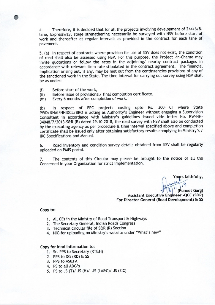 NSV Survey in India: Network Survey Vehicle Testing for Highways and Airports 11 MoRTH NSV survey guidelines for highways in India covering road inventory and pavement condition parameters